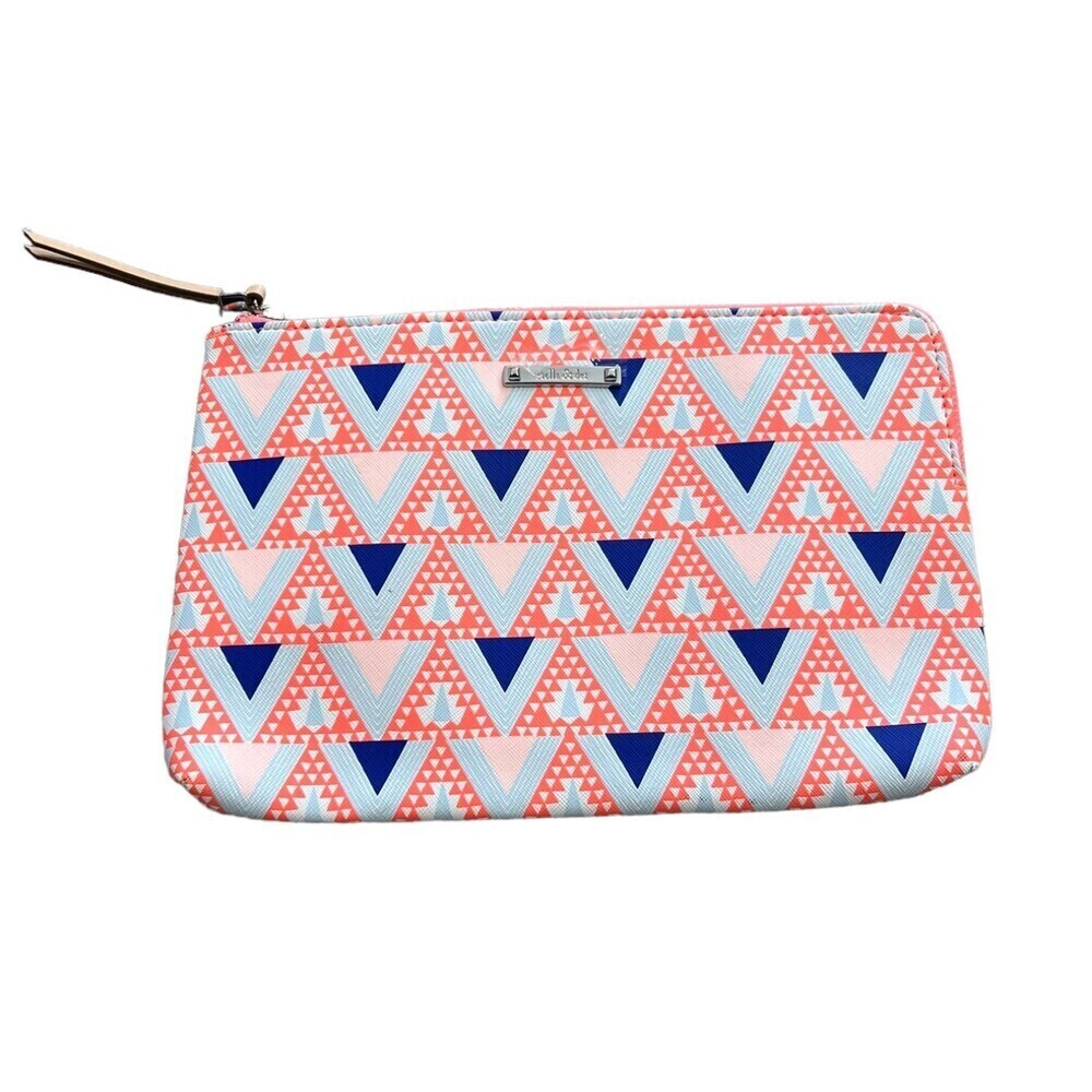 Stella & Dot Peach Geometric Print Zip Pouch